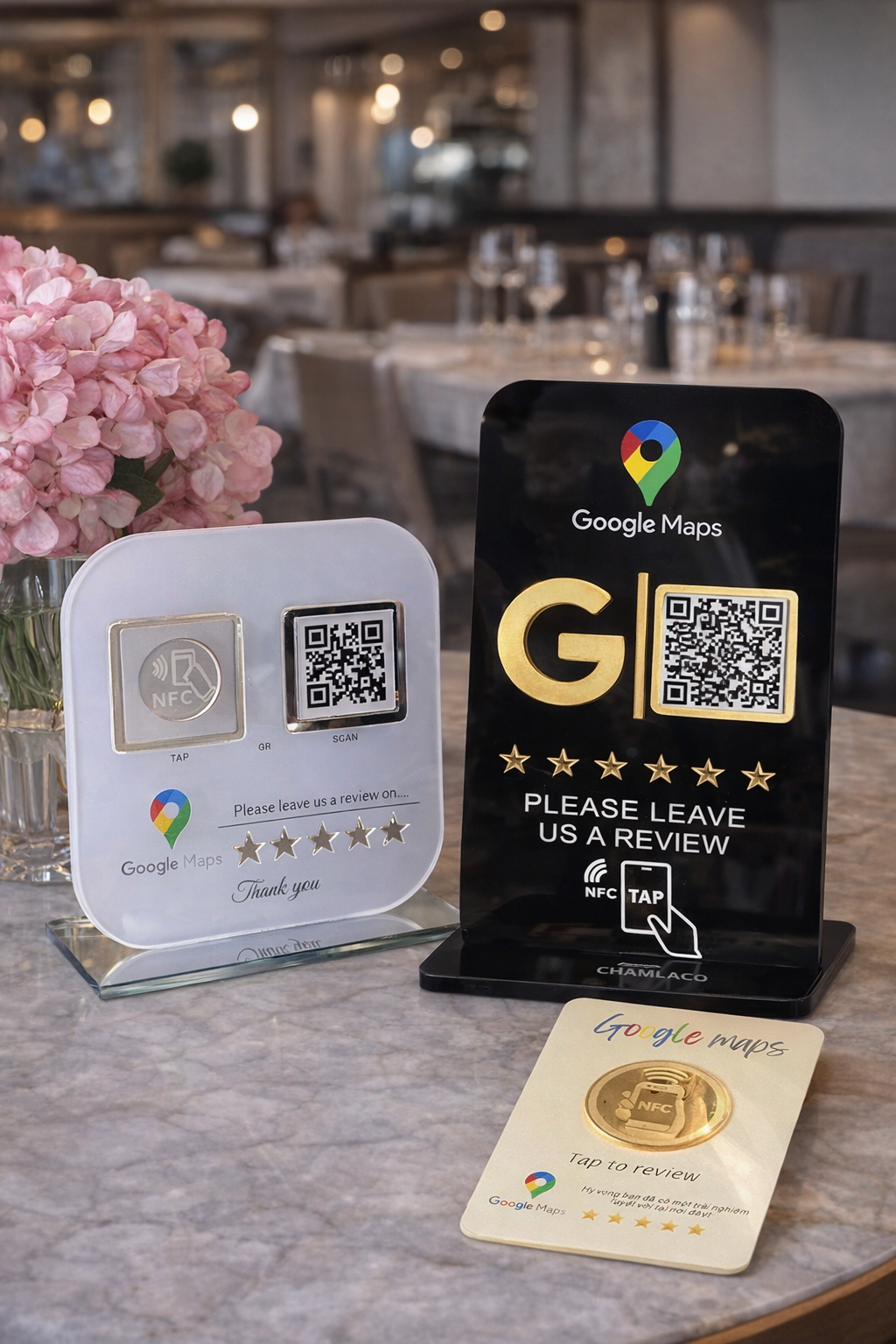 QR Code Menu Stand on Restaurant Table